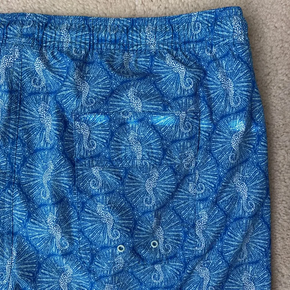 Vineyard Vines Men's Swim Trunks XXL Blue Seahorse Print Stretch Board Shorts